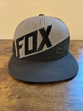 Fox Two-Tone Grey and Black Flat Brim Snapback Hat